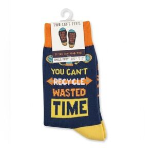 Two Left Feet "You Can’t Recycle Wasted Time" Crew Socks